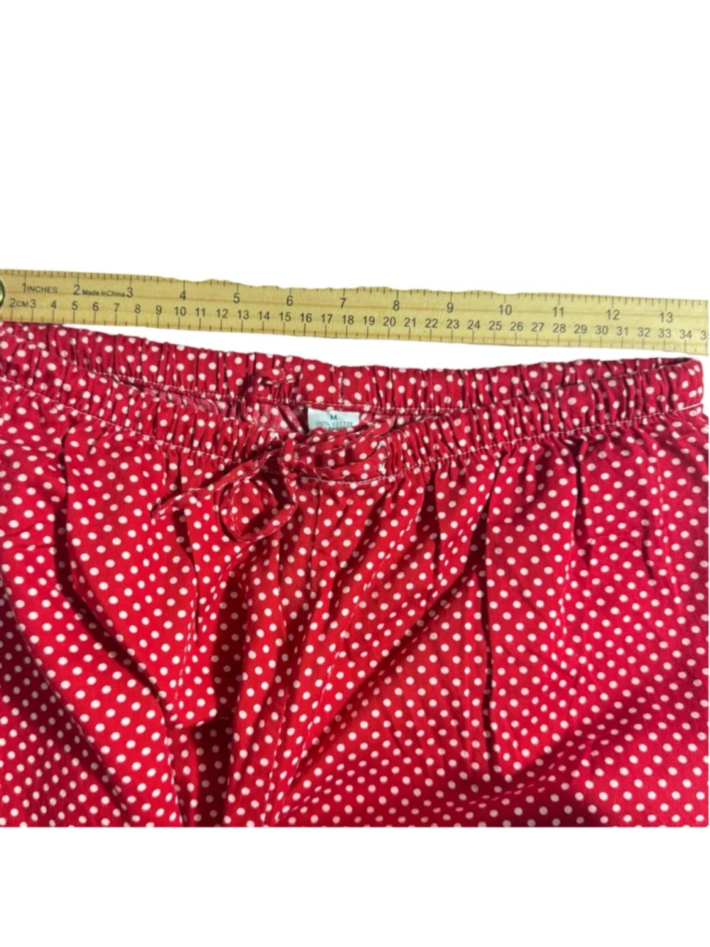 Size M Allison Rhea Red White Polka Dot 2 Pc PJ Cotton Pajama Set Pants LS top